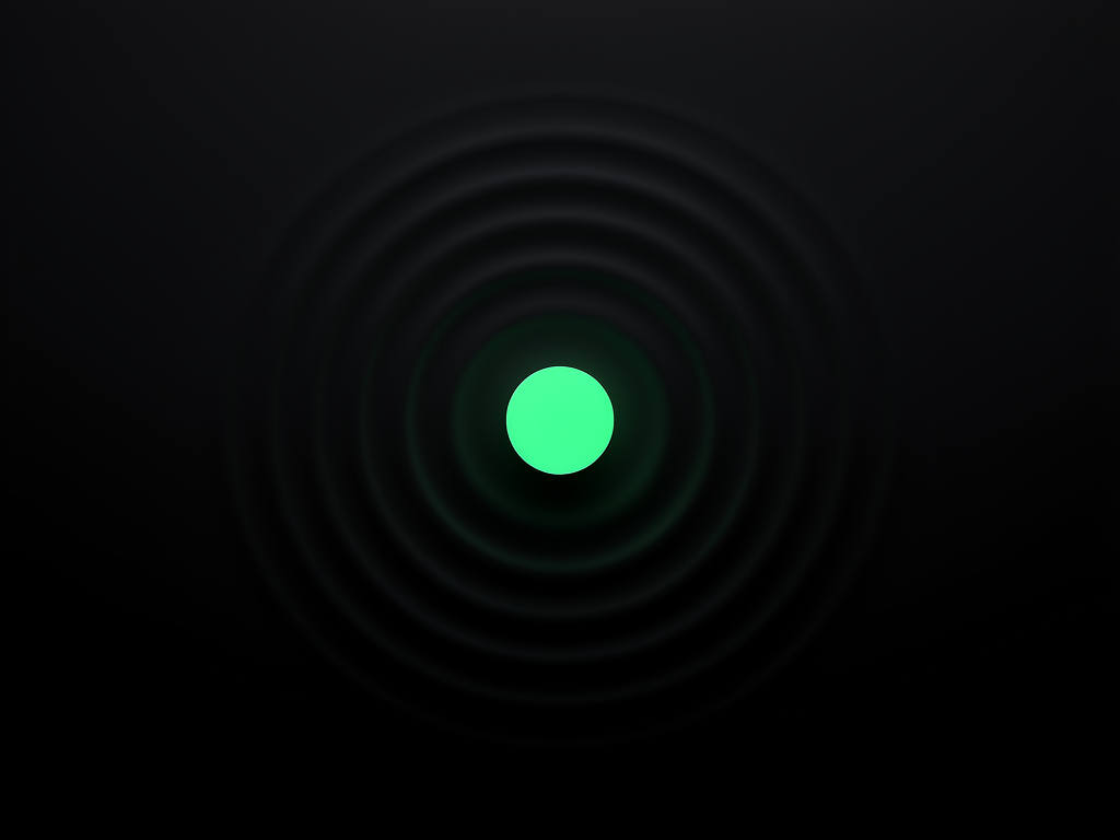 A glowing emerald dot pulsing concentric ripples