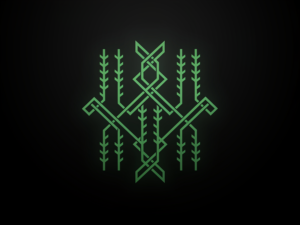 Celtic Ogham-inspired ornamental motif in emerald green